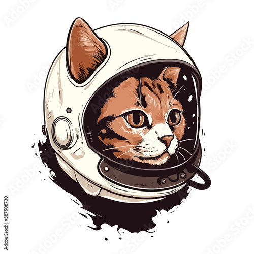 A cute cat in a space helmet, Space fantasy logo. 
