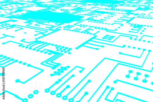 Digitally generated image of blue circuit board