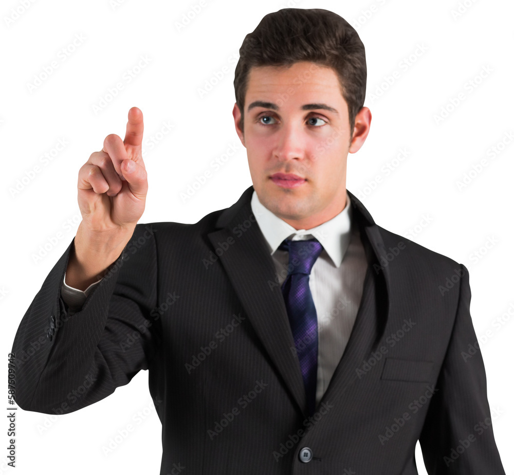 Businessman standing and pointing Businessman standing and pointing