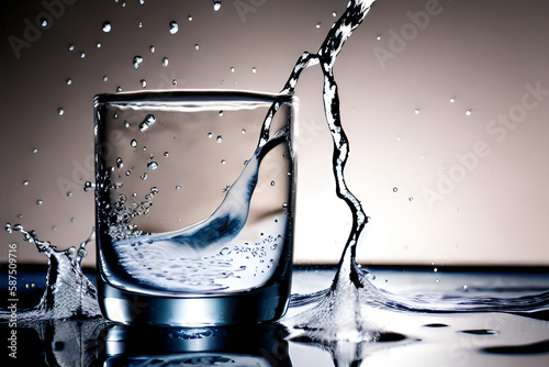 AI generated A Glass of Splashing Water