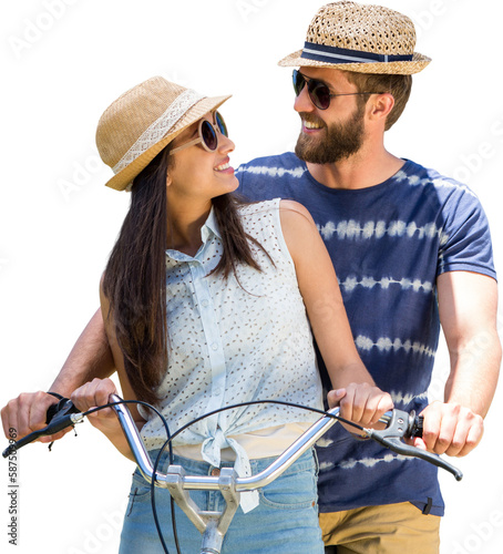 Man and woman cycling