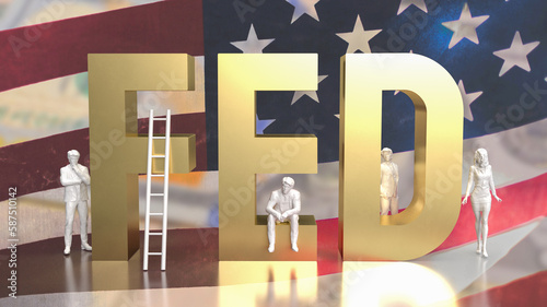 Fotografie The wood tex fed and figure on Business background 3d rendering