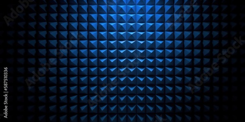 Dark Studio Room Acoustic Foam Wall with Blue Light. Generative AI