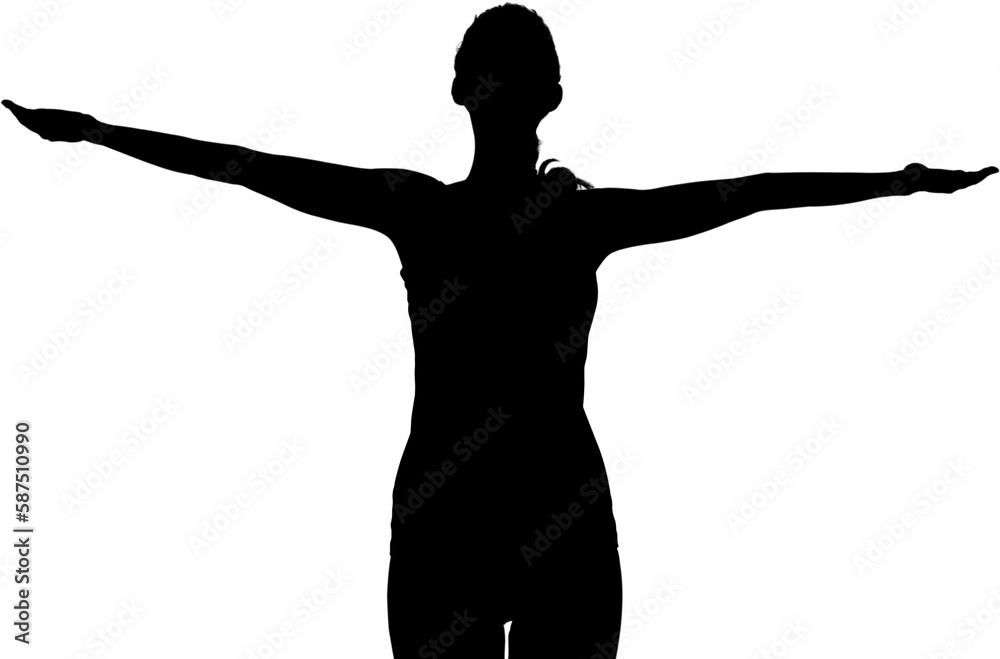 Woman excercising against white background