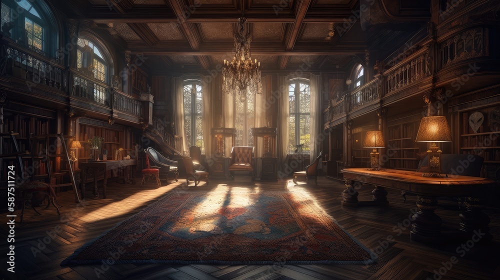Interior View of a Cozy Bookshop. Created with generative AI. Interior View of a Cozy Bookshop. Created with generative AI.