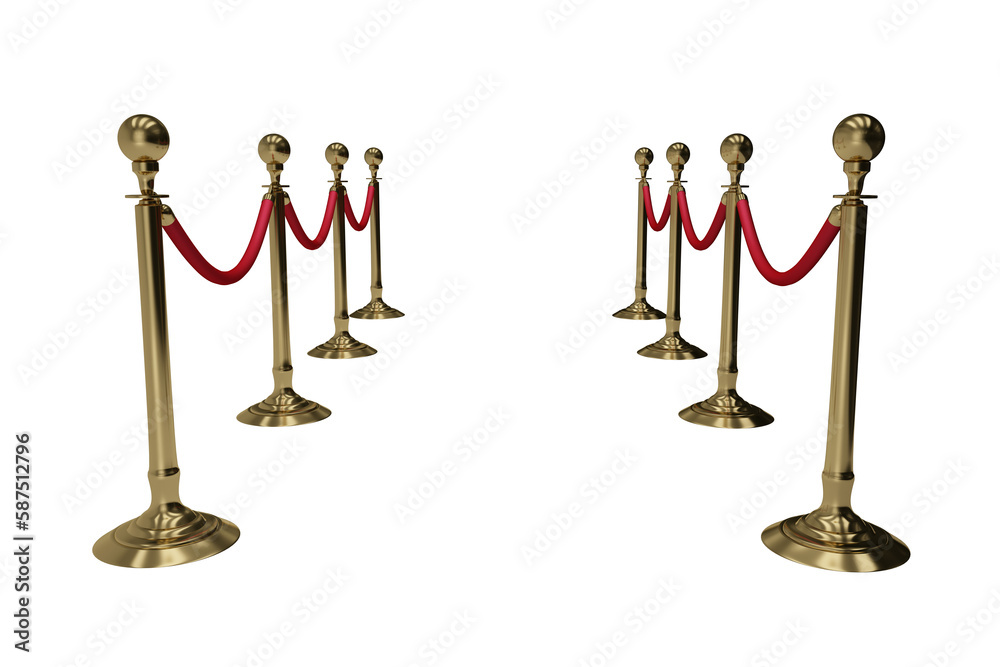 Queue barrier arranged on white background Queue barrier arranged on white background