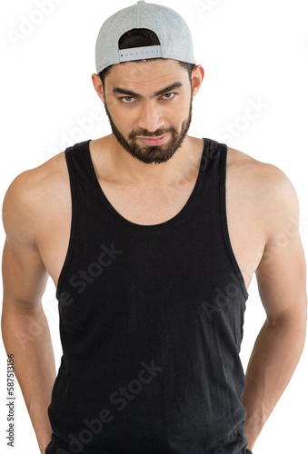 Handsome man posing against white background