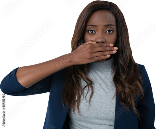 Close up of shocked businesswoman
