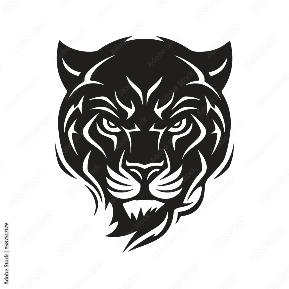 panther head, logo concept black and white color, hand drawn illustration panther head, logo concept black and white color, hand drawn illustration