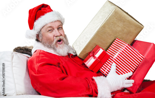 Portrait of Santa Claus holding presents