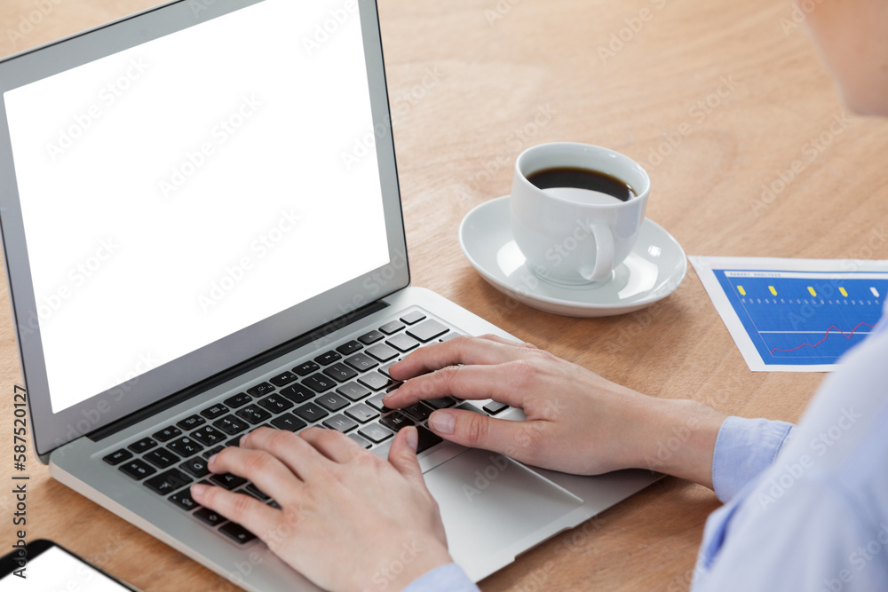 Close-up of businesswoman using laptop Close-up of businesswoman using laptop