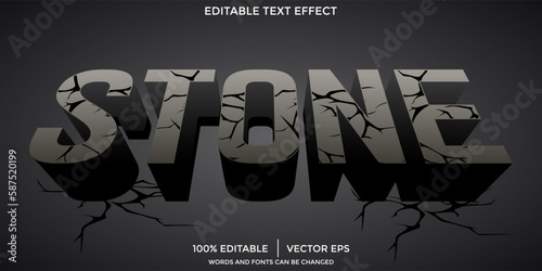 Rock crack text effect, editable rock and crack text style