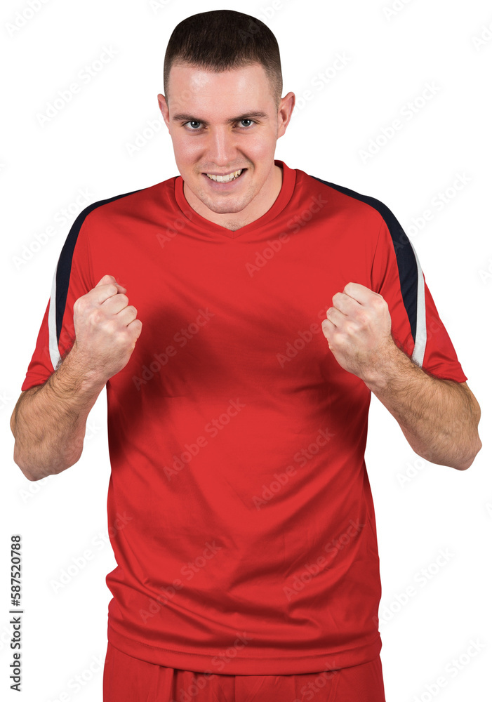 Excited football player cheering Excited football player cheering
