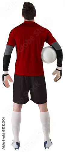 Goalkeeper in red holding ball © vectorfusionart