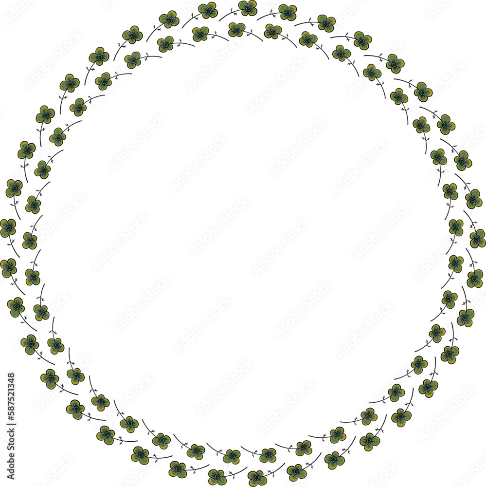 Round frame with a pattern of small flowers. Vector file. Round frame with a pattern of small flowers. Vector file.