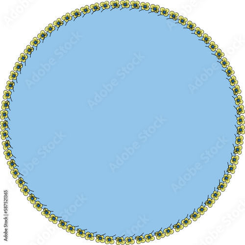 Round frame with small flowers. Vector file.