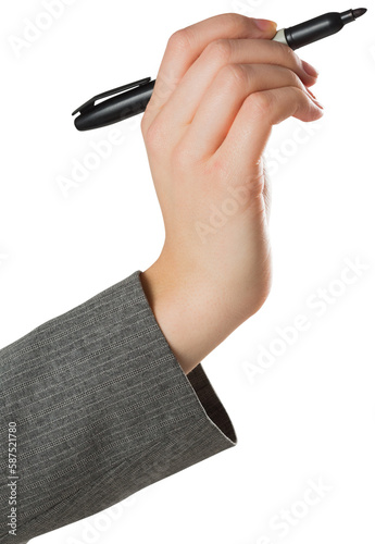 Businesswomans hand writing with marker