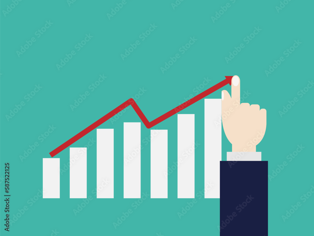 Businessman's hand with arrow graphs Businessman's hand with arrow graphs