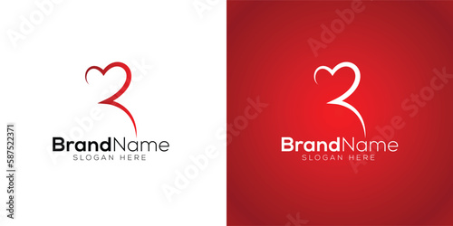Letter R love icon logo design template