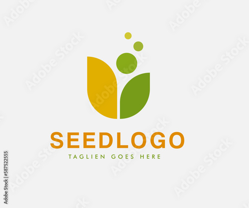 Creative growing seed logo for agriculture, farming, gardening business.