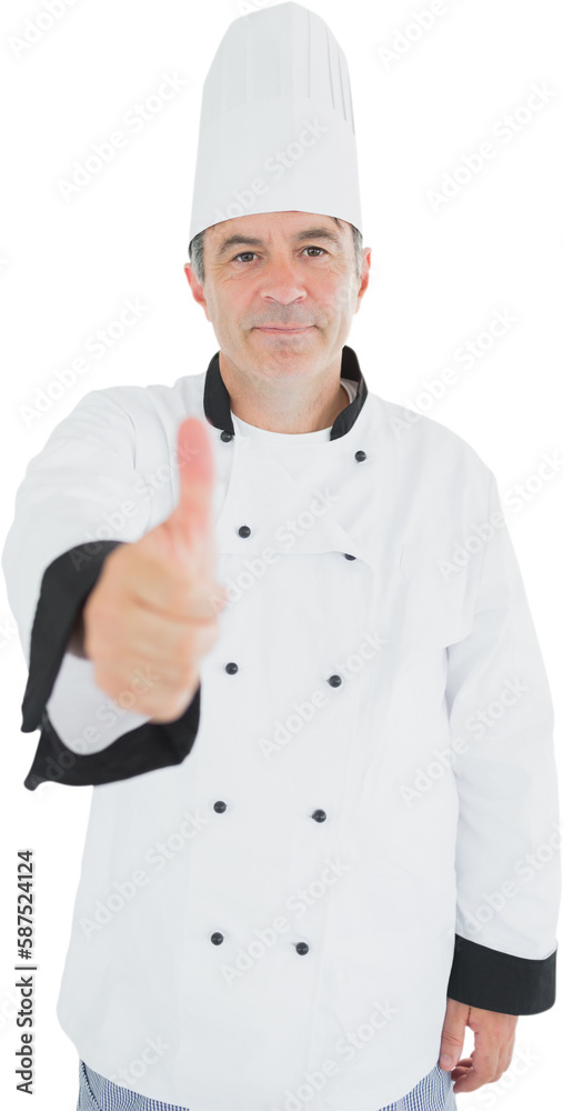 Portrait of chef showing thumbs up sign Portrait of chef showing thumbs up sign