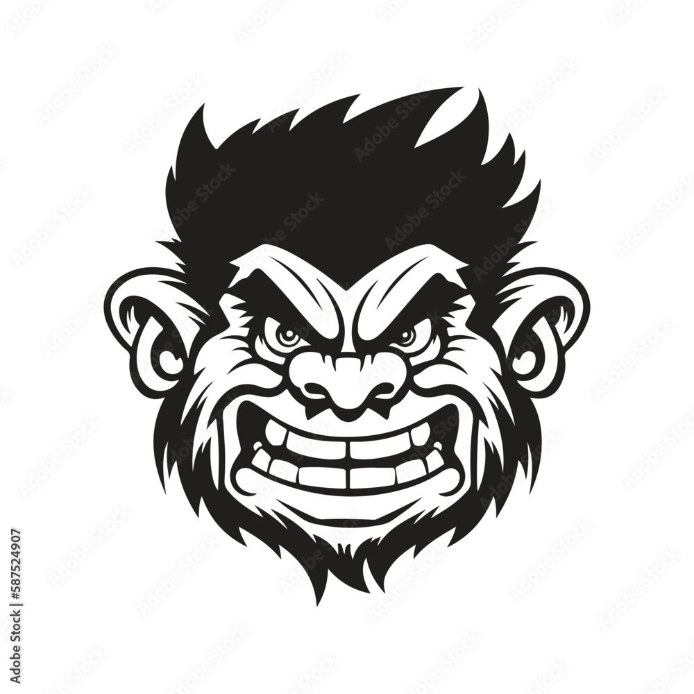 Fototapeta premium troll, logo concept black and white color, hand drawn illustration