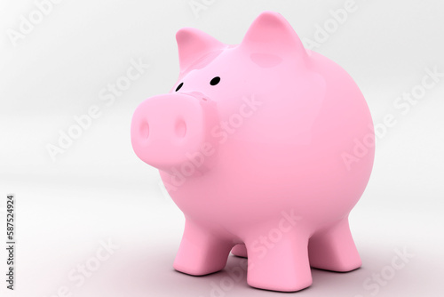 Pink piggy bank against white background