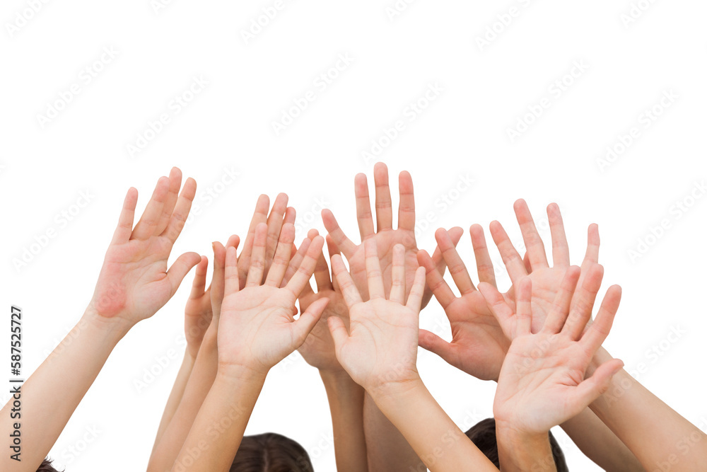 People raising hands in the air People raising hands in the air