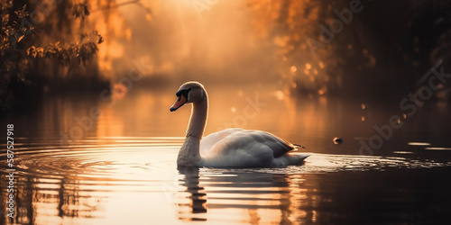 Floating on Dreams  Swan on Calm Water