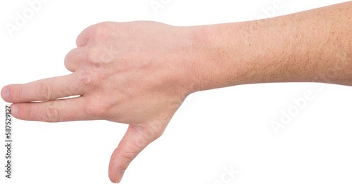 Hand gesturing on white background