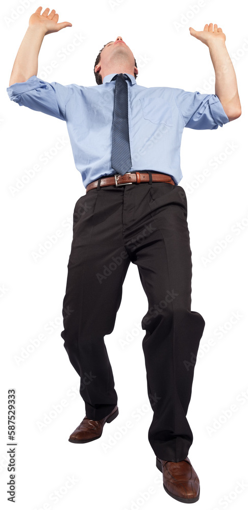 Businessman posing with arms up Businessman posing with arms up