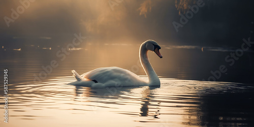 Graceful Swan in the Morning Light