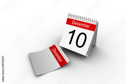Desk calendar showing 10th date of December