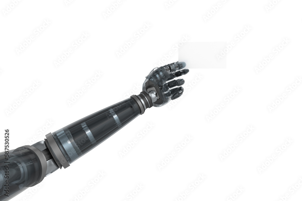 Cropped image of digital robotic arm holding blank Cropped image of digital robotic arm holding blank