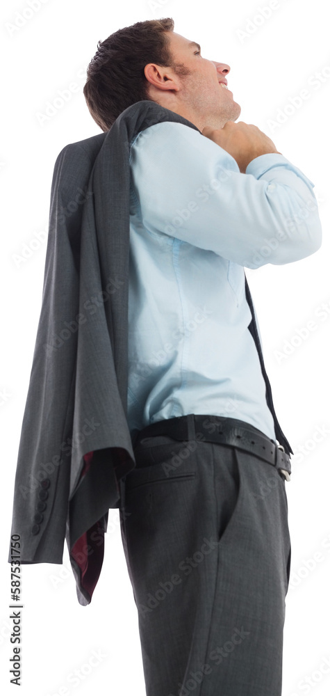 Smiling businessman holding his jacket Smiling businessman holding his jacket