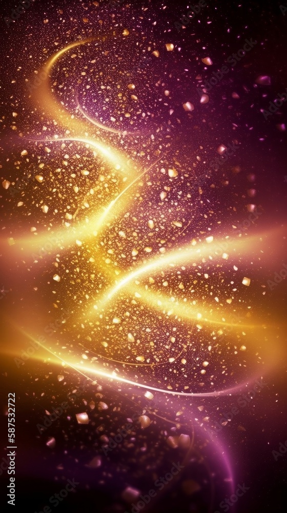 A gold and purple abstract sparkle background. Generative AI. A gold and purple abstract sparkle background. Generative AI.