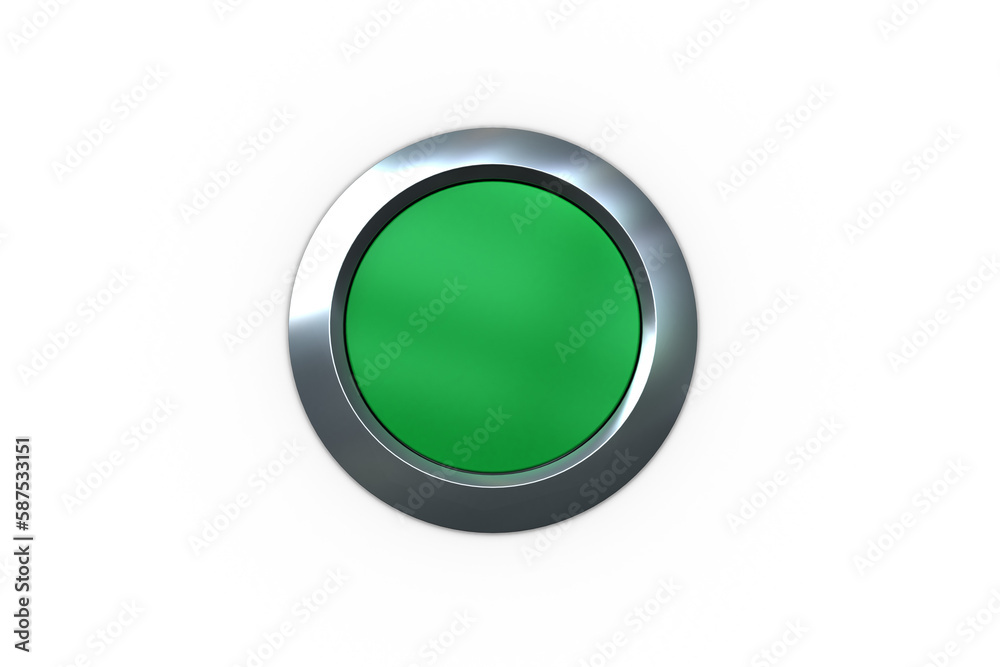 Digitally generated green push button Digitally generated green push button