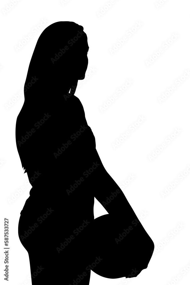Silhouette woman holding ball 