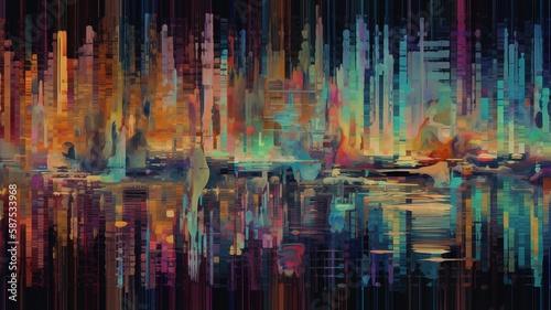 Digital glitch art background illustration with Generative AI
