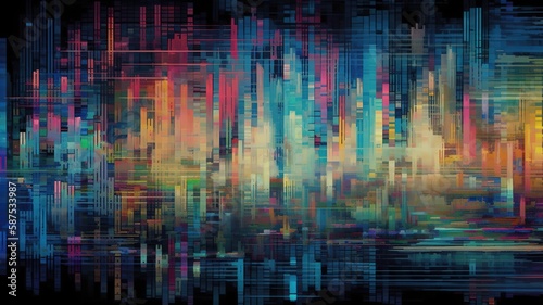 Digital glitch art background illustration with Generative AI