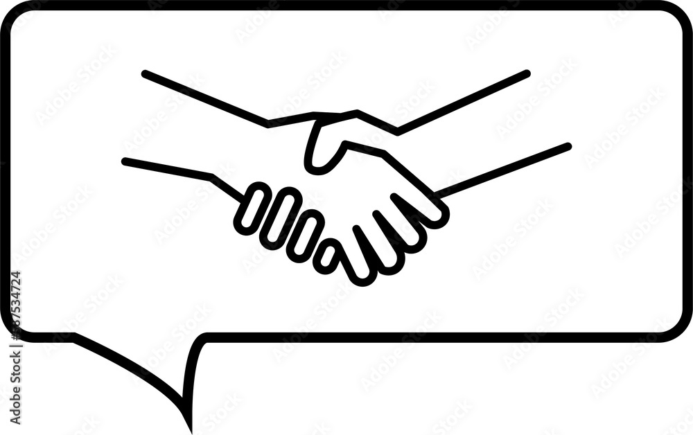 Vector image of handshake on speech bubble Vector image of handshake on speech bubble