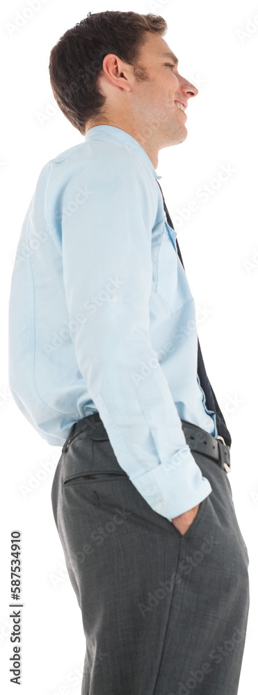 Happy businessman standing with hand in pocket Happy businessman standing with hand in pocket