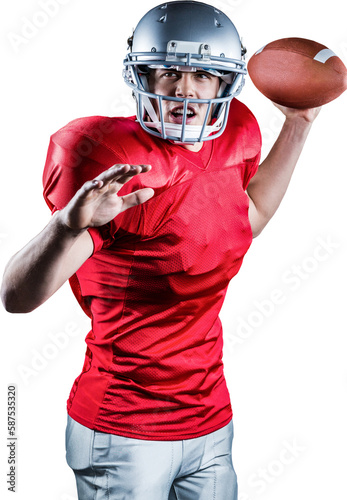 American football player throwing ball