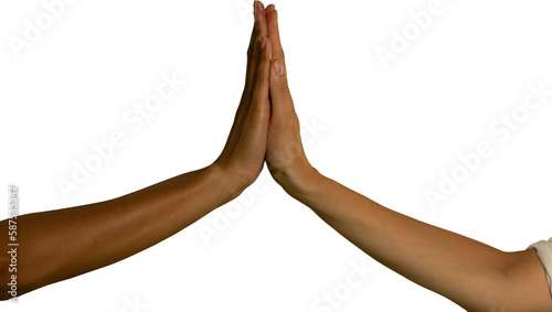 Konstfotografi Close up view of hands high fiving