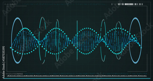 Device screen with blue DNA helix pattern