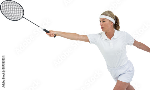 Female athlete playing badminton  © vectorfusionart