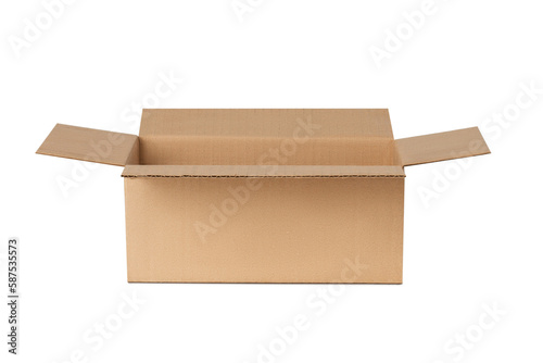 Cardboard box opened for delivery, parcels. On an empty background. PNG