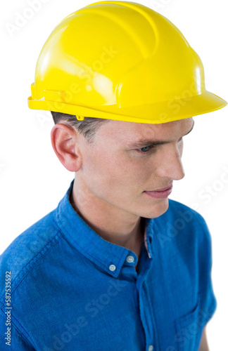 Engineer wearing yellow hard hat