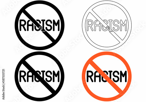 no racism sign set isolated on white background