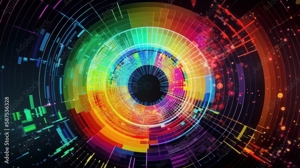 Obraz premium A brightly colored data explosion concept background. Generative AI. 